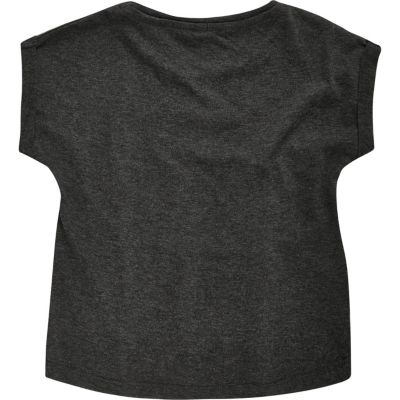 Mini girls grey block panel t-shirt